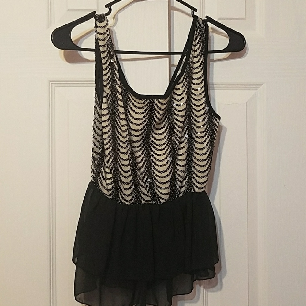 Black sequin peplum top